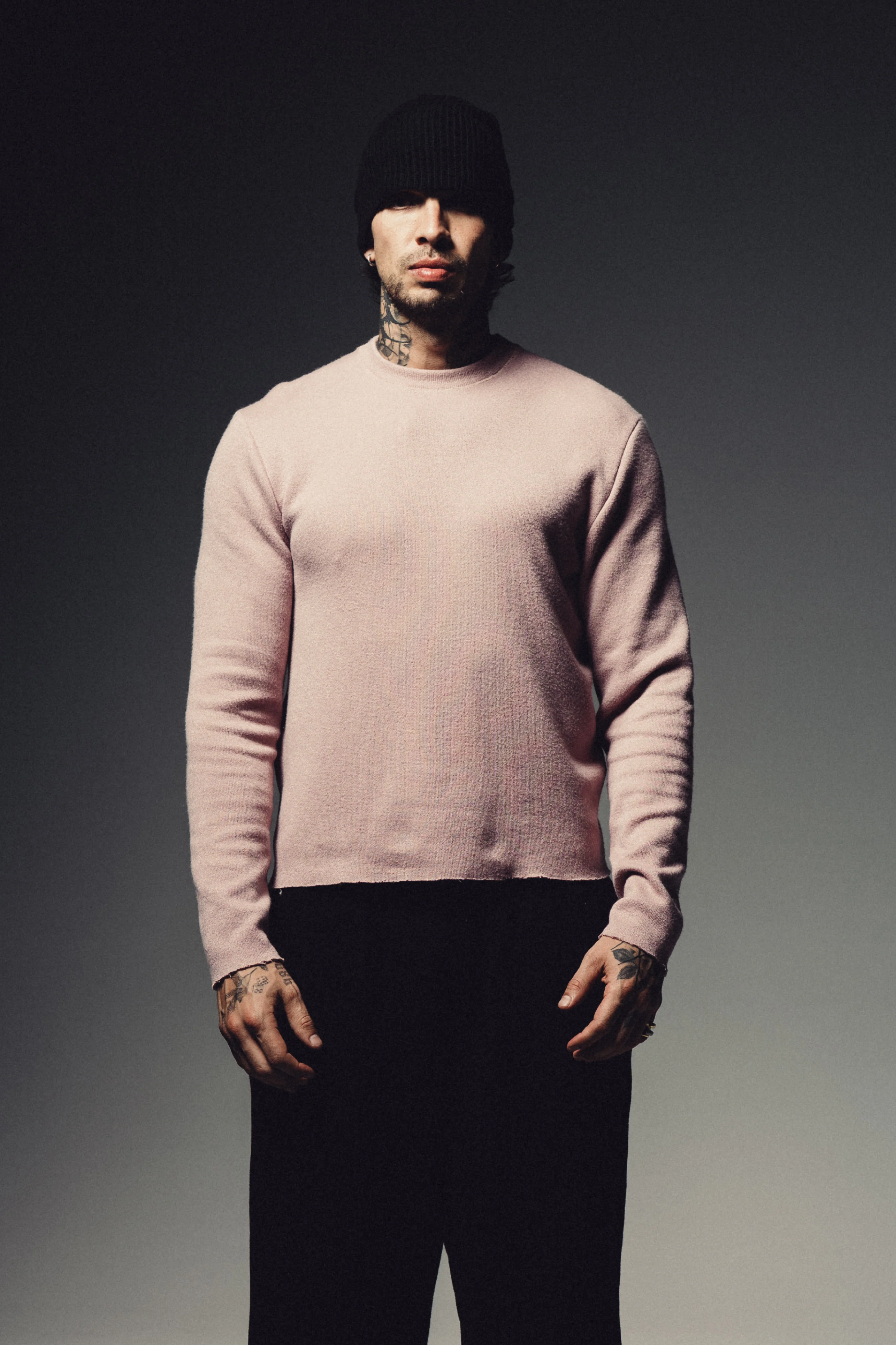 Cashmere Raw Edge Sweater - Pink - Image 3