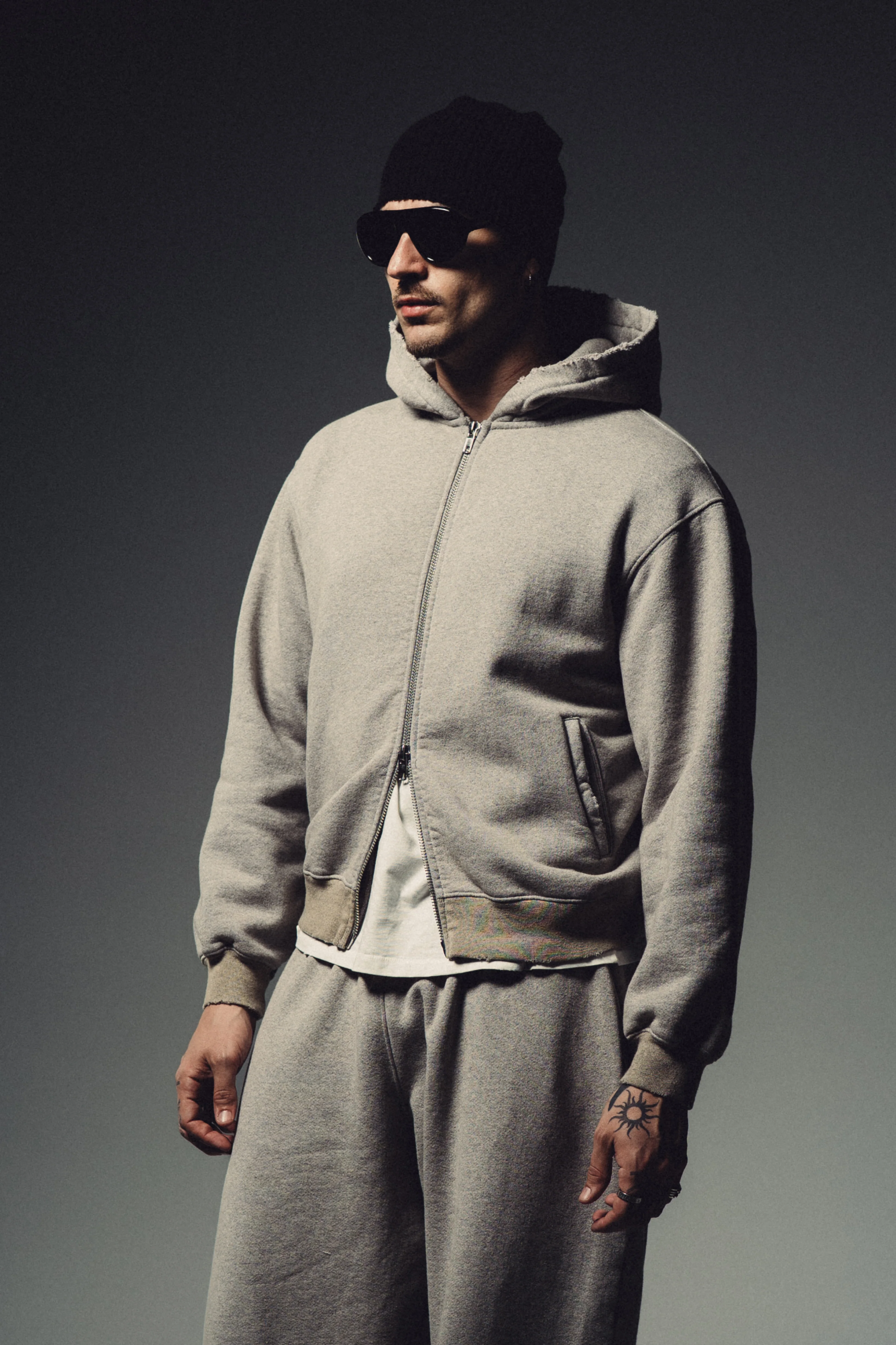 Halo Zip Hoodie - Heather Grey - Image 3