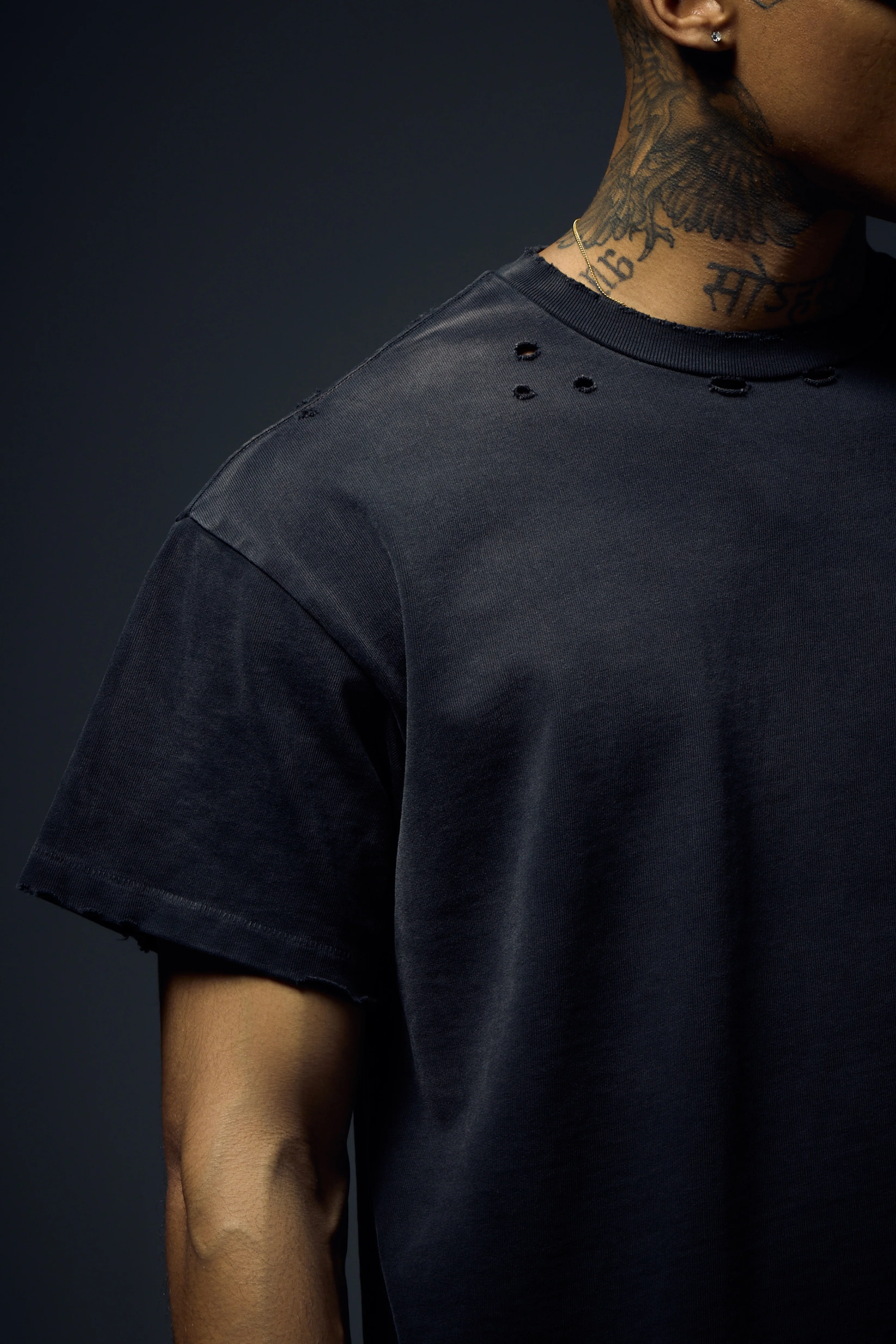 Heavyweight Monster Distressed Tee - Diamond Black - Image 3