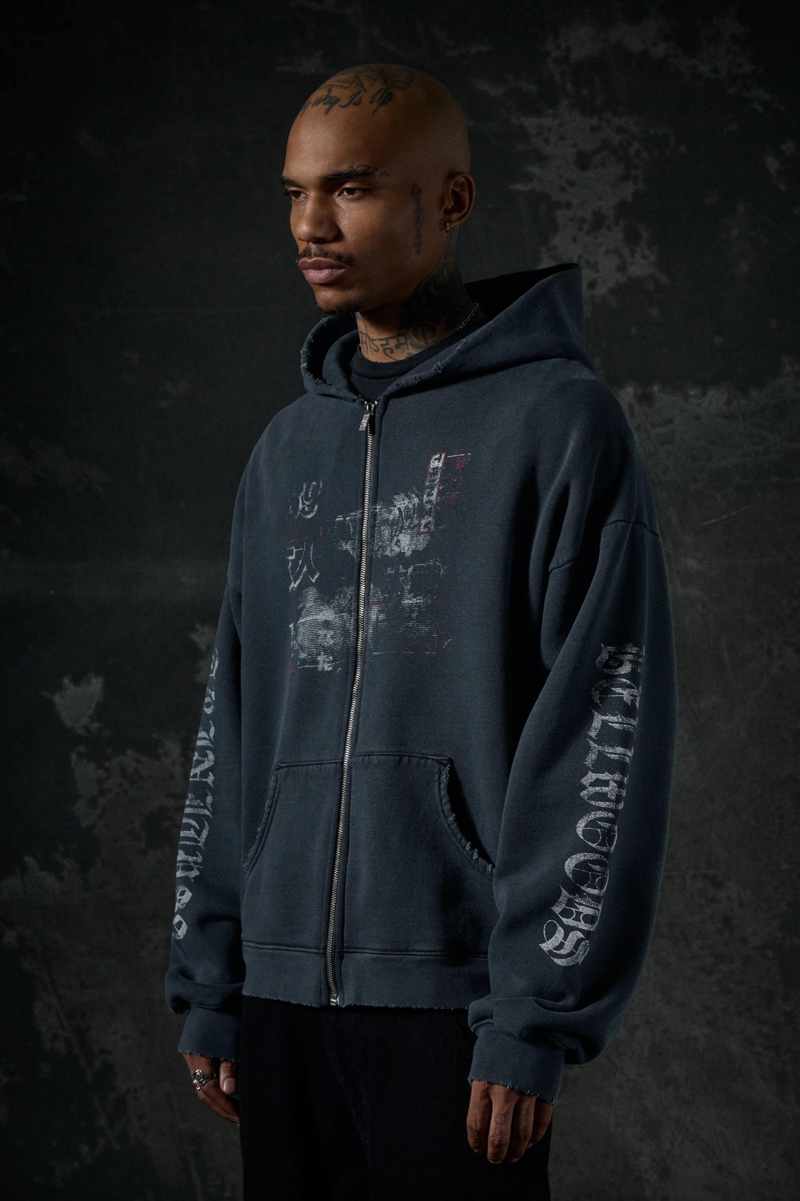 Hell Bent Zip Hoodie - Vintage Black - Image 3