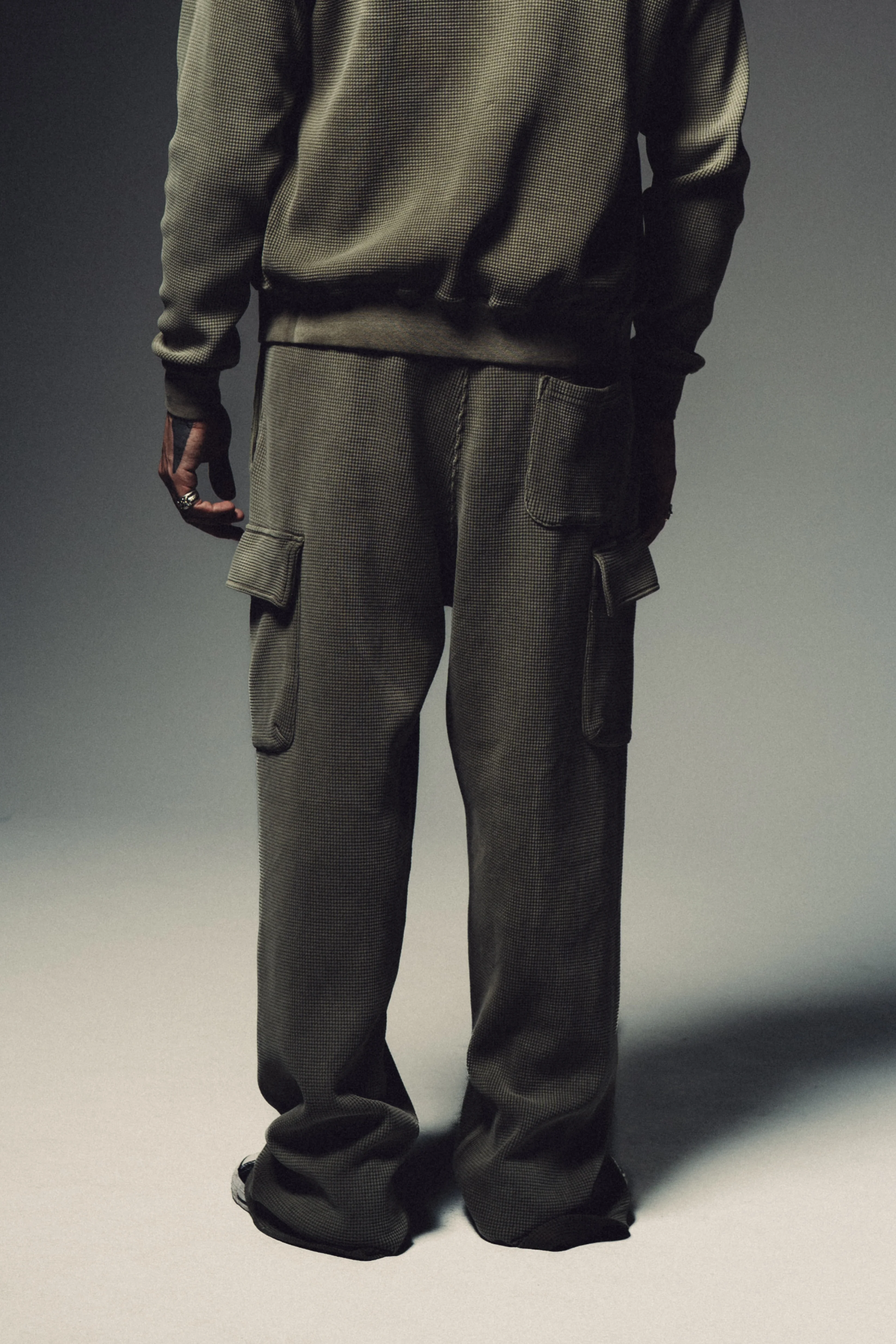 Waffle Cargo Sweatpants - Vintage Army - Image 3