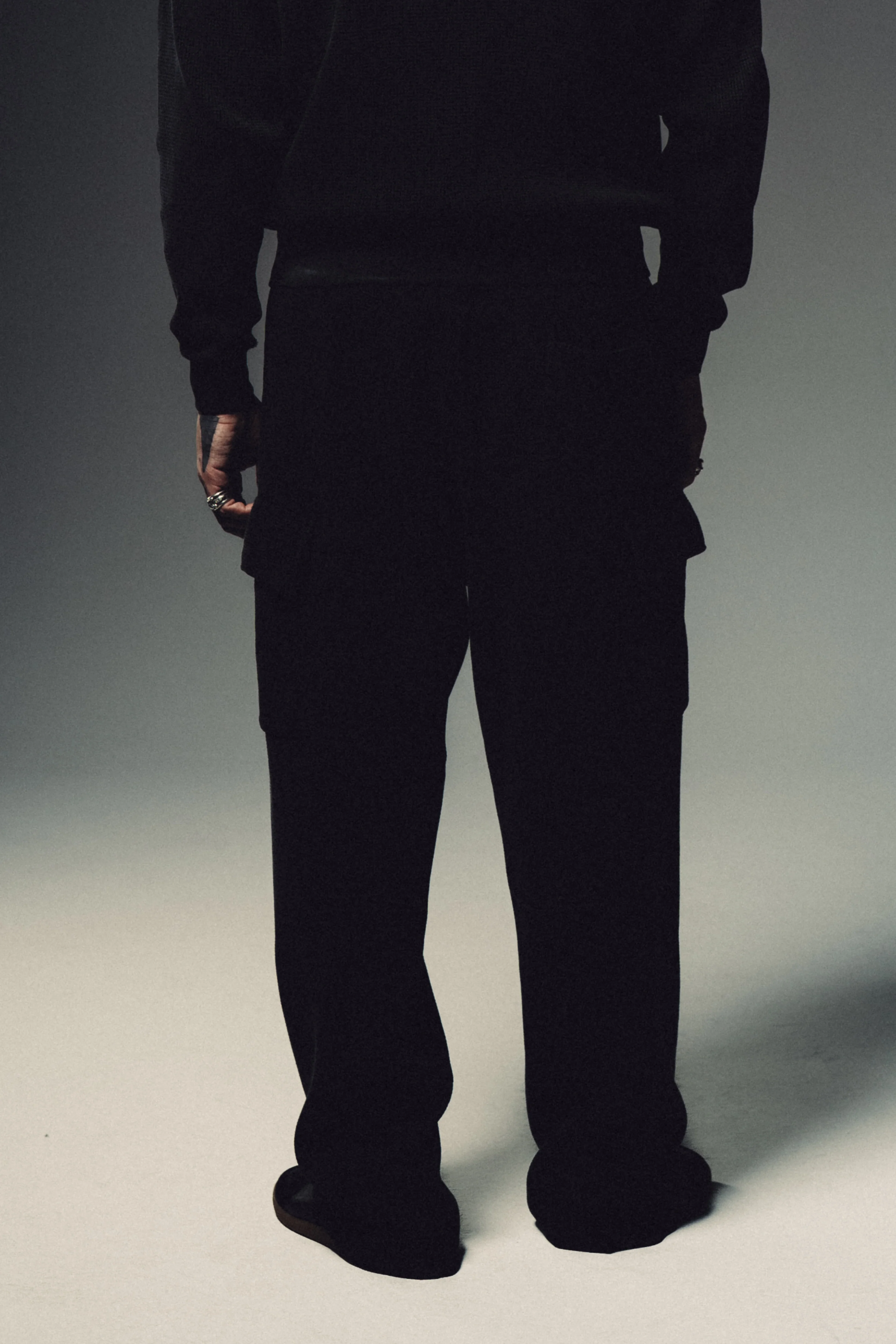 Waffle Cargo Sweatpants - Washed Black - Image 3