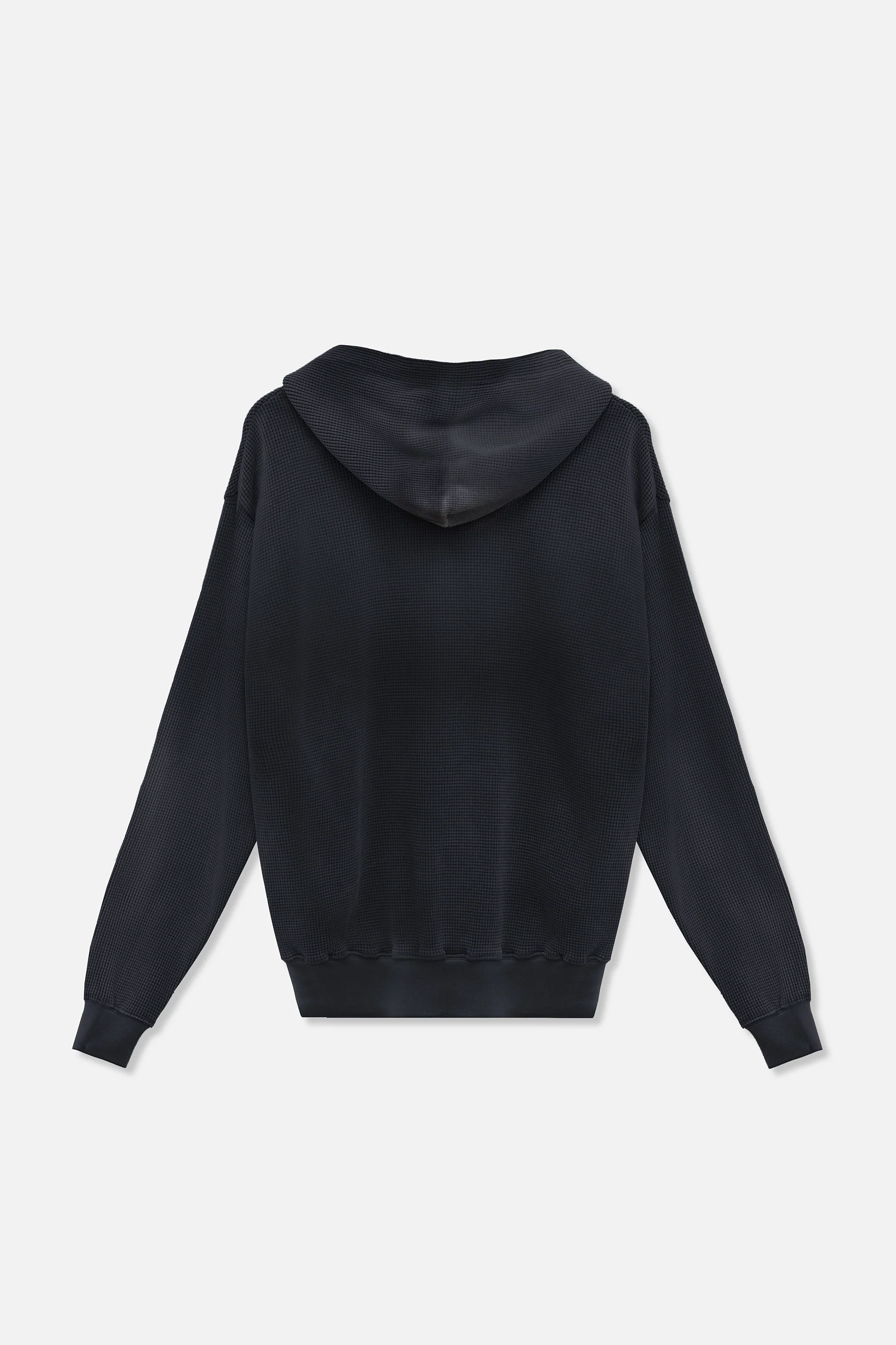 Waffle Zip Hoodie - Washed Black - Image 6