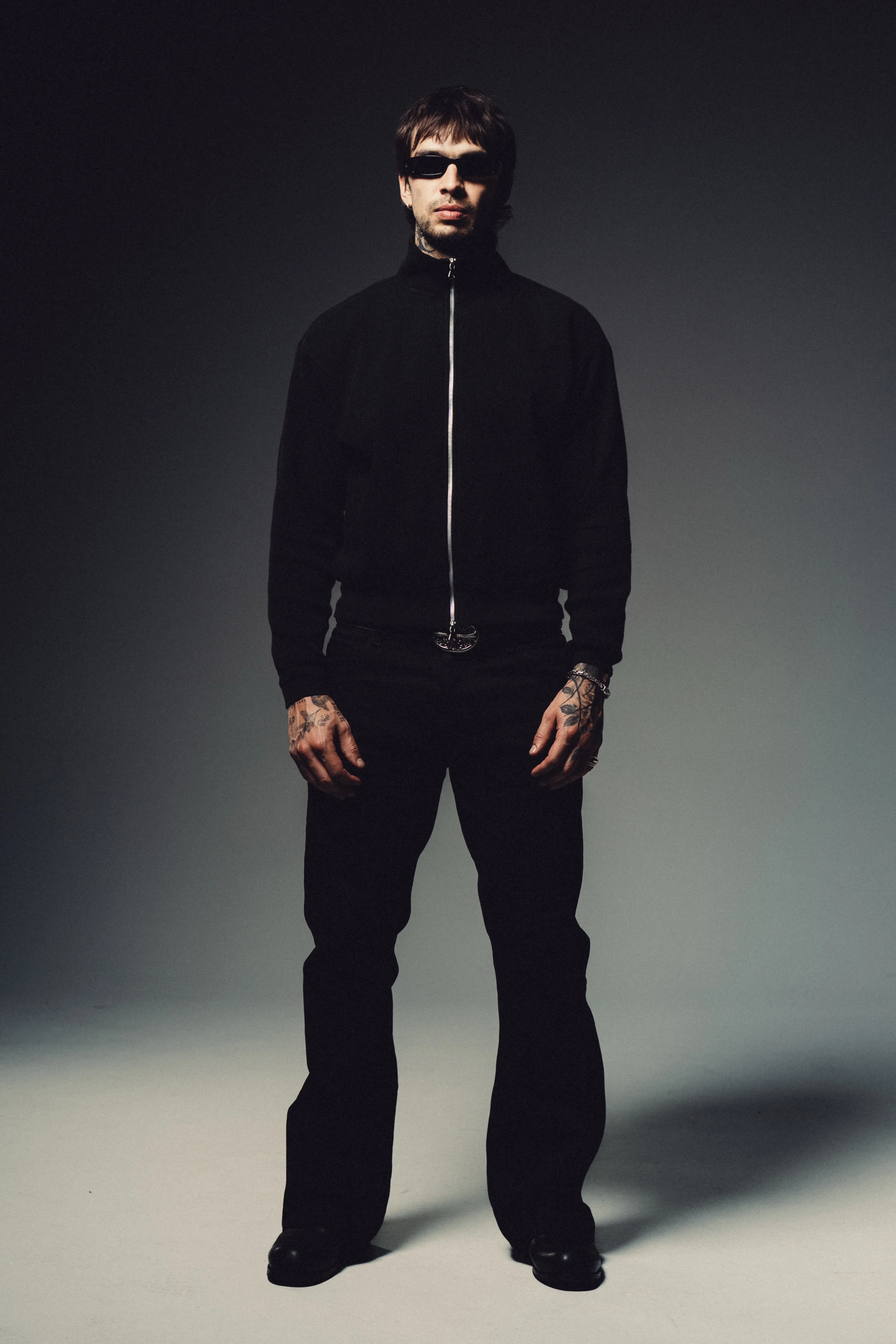 Waffle Zip Up Track Jacket - Black - Image 6