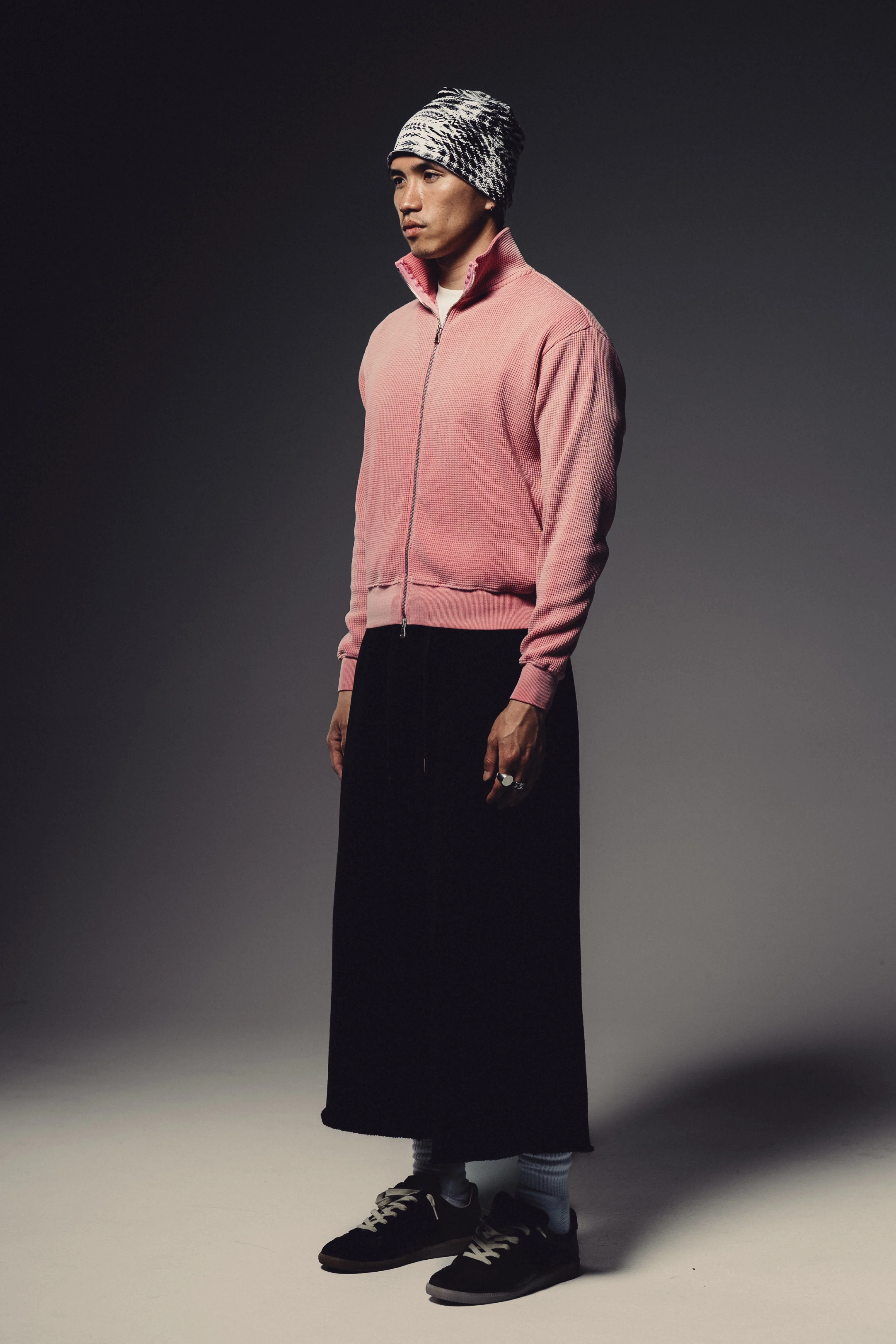 Waffle Zip Up Track Jacket - Bubble Gum Pink - Image 4