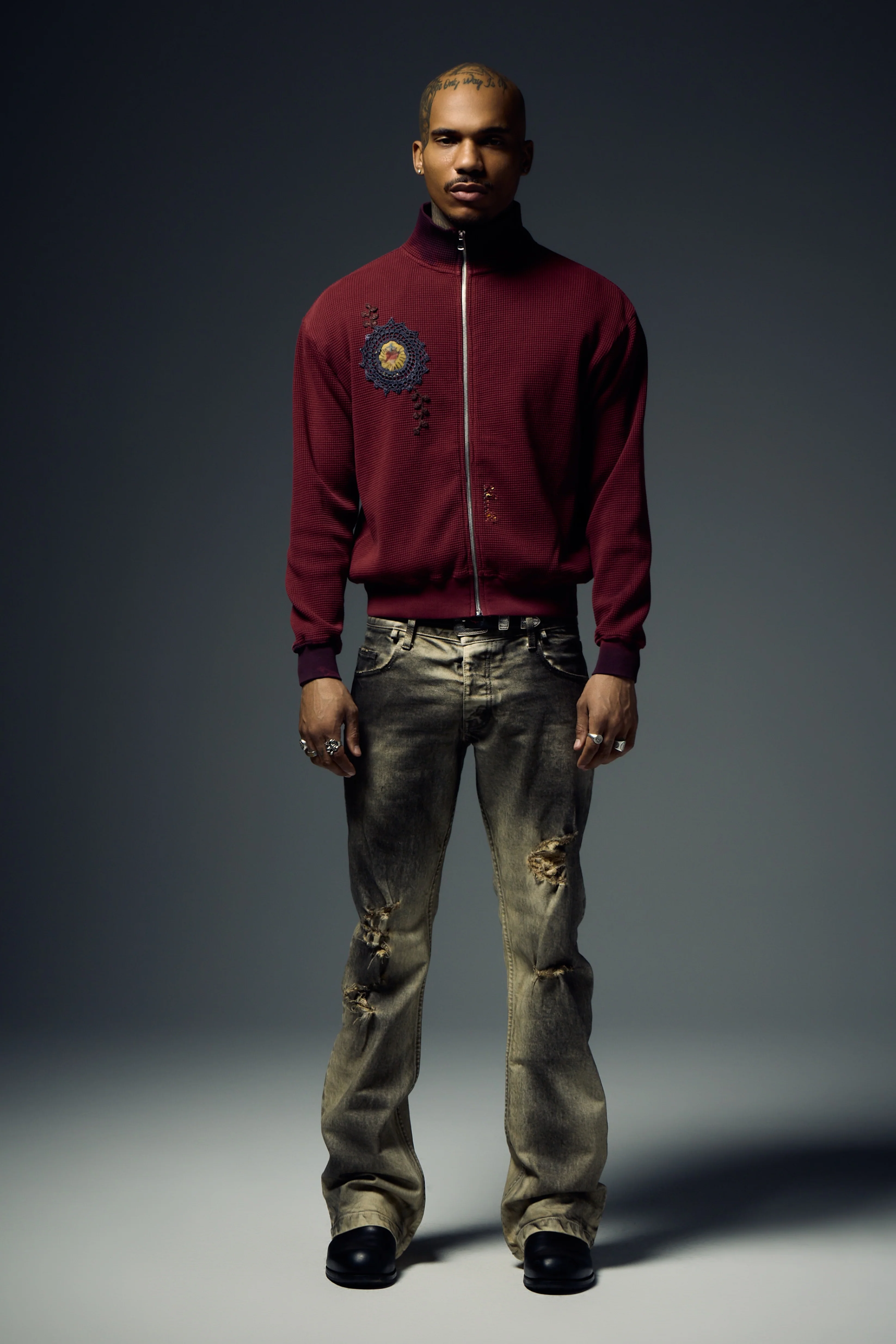 Waffle Zip Up Track Jacket x Bentgable Burgundy 1 OF 13 - L - Image 3