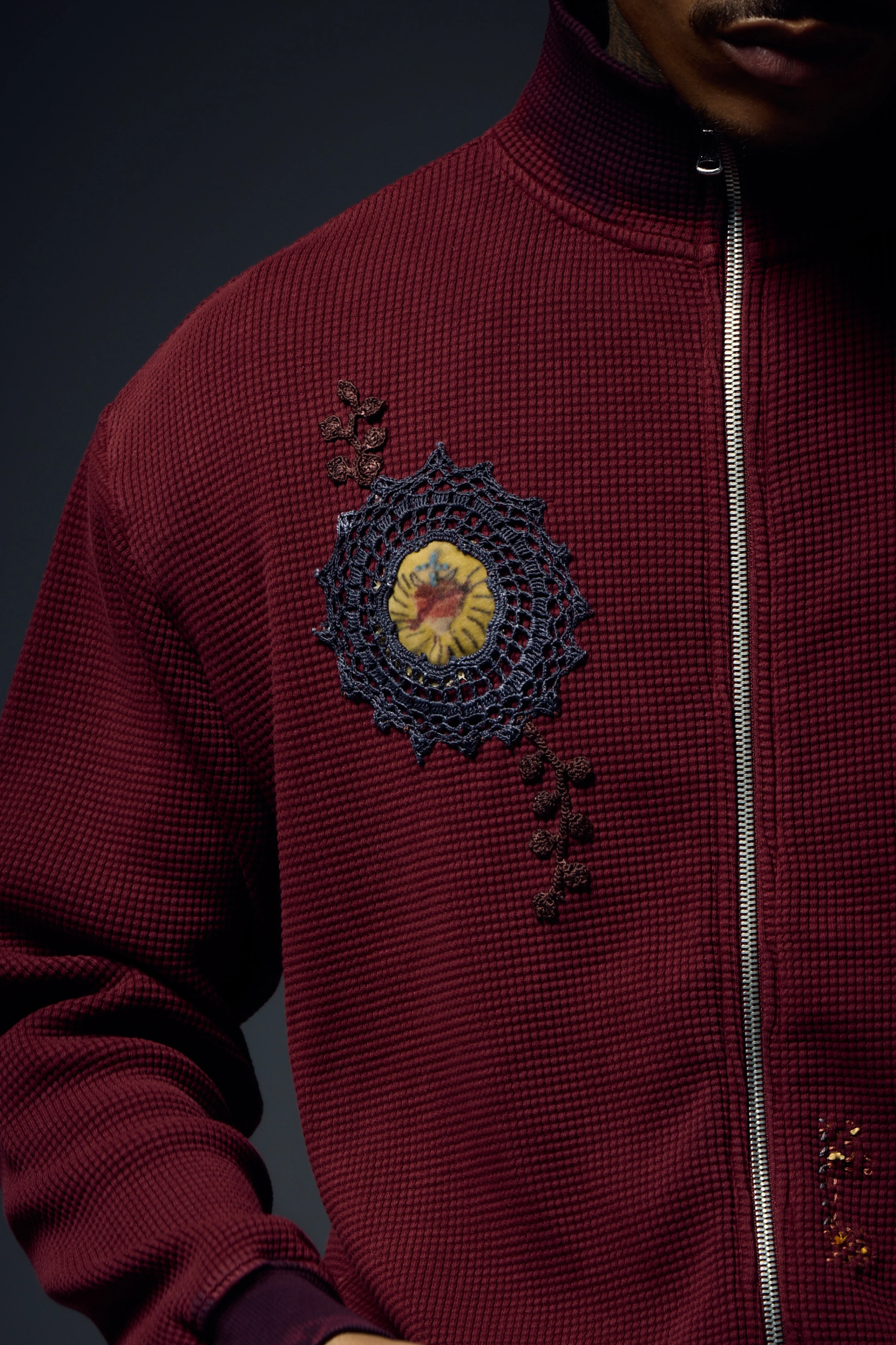 Waffle Zip Up Track Jacket x Bentgable Burgundy 1 OF 13 - L - Image 4